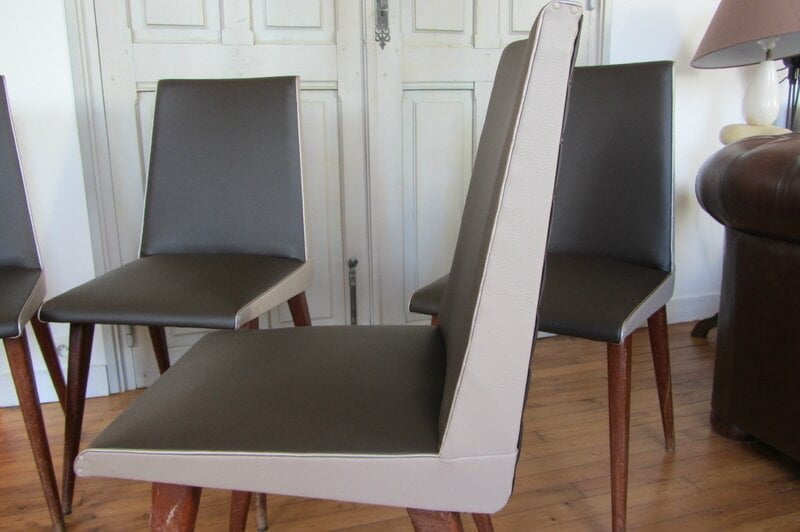 chaise bicolore en skaï tapissier à bohars