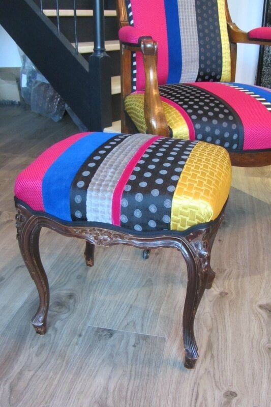 repose pied en patchwork tapissier Bohars