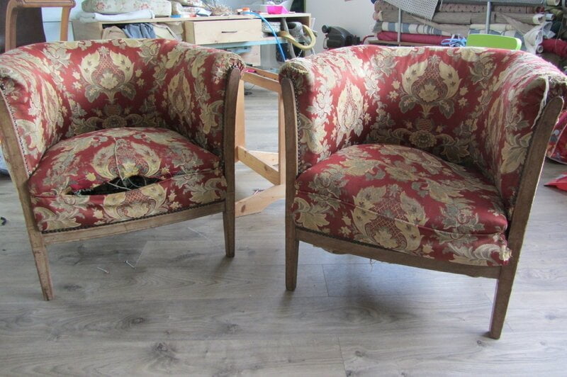 fauteuils tonneaux &agrave; retapisser