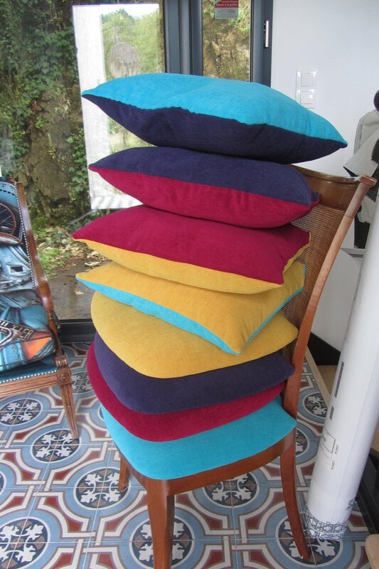 coussins bicolores