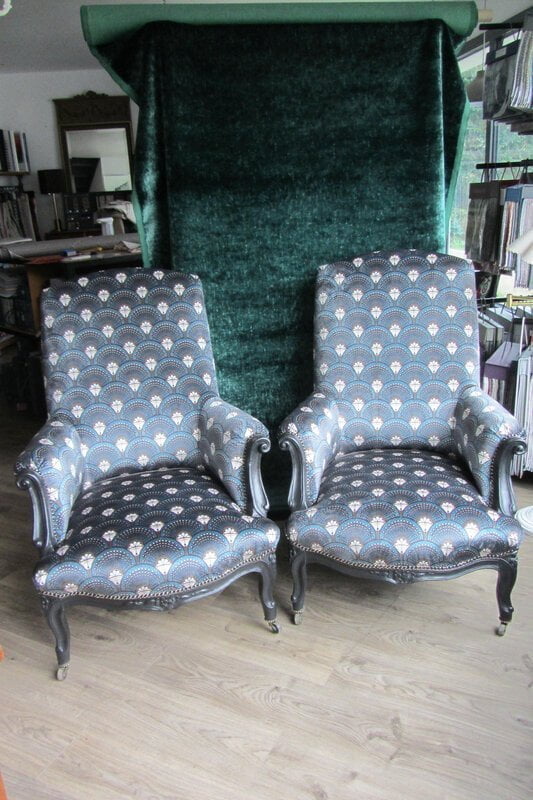 fauteuils anglais retapissés