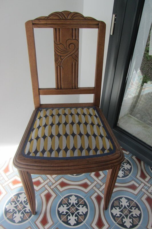 chaise art d&eacute;co retapiss&eacute;e
